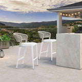 PURPLE LEAF Outdoor Bar Stools Set of 2, All-Weather Rope Wicker Aluminum Patio Bar Chairs for Deck, Balcony, Garden, Kitchen Island