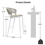 PURPLE LEAF Outdoor Bar Stools Set of 2, All-Weather Rope Wicker Aluminum Patio Bar Chairs for Deck, Balcony, Garden, Kitchen Island