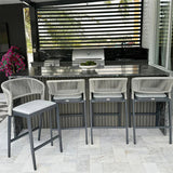 PURPLE LEAF Outdoor Bar Stools Set of 2, All-Weather Rope Wicker Aluminum Patio Bar Chairs for Deck, Balcony, Garden, Kitchen Island