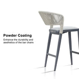 PURPLE LEAF Outdoor Bar Stools Set of 2, All-Weather Rope Wicker Aluminum Patio Bar Chairs for Deck, Balcony, Garden, Kitchen Island