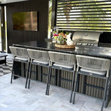 PURPLE LEAF Outdoor Bar Stools Set of 2, All-Weather Rope Wicker Aluminum Patio Bar Chairs for Deck, Balcony, Garden, Kitchen Island