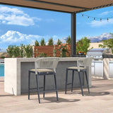 PURPLE LEAF Outdoor Bar Stools Set of 2, All-Weather Rope Wicker Aluminum Patio Bar Chairs for Deck, Balcony, Garden, Kitchen Island