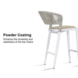 PURPLE LEAF Outdoor Bar Stools Set of 2, All-Weather Rope Wicker Aluminum Patio Bar Chairs for Deck, Balcony, Garden, Kitchen Island