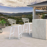 PURPLE LEAF Outdoor Bar Stools Set of 2, All-Weather Rope Wicker Aluminum Patio Bar Chairs for Deck, Balcony, Garden, Kitchen Island