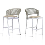 PURPLE LEAF Outdoor Bar Stools Set of 2, All-Weather Rope Wicker Aluminum Patio Bar Chairs for Deck, Balcony, Garden, Kitchen Island