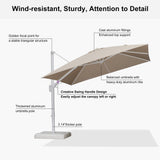 PURPLE LEAF White Outdoor Umbrella Left-Right Tilting Patio Cantilever Umbrella