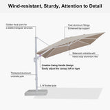 PURPLE LEAF White Outdoor Umbrella Left-Right Tilting Patio Cantilever Umbrella