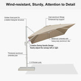PURPLE LEAF White Outdoor Umbrella Left-Right Tilting Patio Cantilever Umbrella