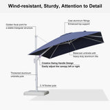 PURPLE LEAF White Outdoor Umbrella Left-Right Tilting Patio Cantilever Umbrella