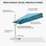 PURPLE LEAF White Outdoor Umbrella Left-Right Tilting Patio Cantilever Umbrella