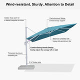 PURPLE LEAF White Outdoor Umbrella Left-Right Tilting Patio Cantilever Umbrella