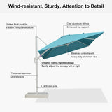 PURPLE LEAF White Outdoor Umbrella Left-Right Tilting Patio Cantilever Umbrella