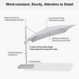 PURPLE LEAF White Outdoor Umbrella Left-Right Tilting Patio Cantilever Umbrella
