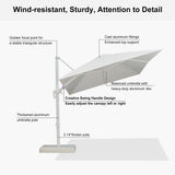 PURPLE LEAF White Outdoor Umbrella Left-Right Tilting Patio Cantilever Umbrella