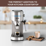 Wirsh Espresso Machine,Espresso Maker with Commercial Steamer for Latte and Cappuccino,Expresso Coffee Machine with 42 oz Removable Water Tank,Stainless Steel (Home Barista)