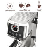 Wirsh 20 Bar Espresso Machine with Plastic Free Portafitler and Steamer, Pressure Gauge, Touch Screen, Full Stainless Steel (Home Barista Plus)