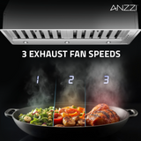 ANZZI 30-Inch 600 CFM 3-Speed Stainless Steel Convertible Residential Insert Range Hood with LED Lamp