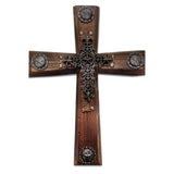Wood Cross Wall Decor w/ Star & Concho Overlay, 4 MOQ