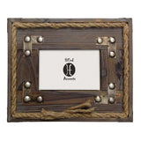 Wood w/ Metal Stripes & Rope Picture Frame, 4 MOQ