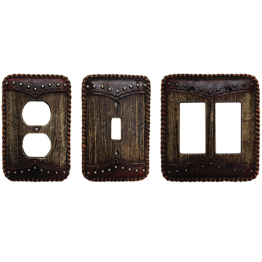 Woodgrain w/ Double Yoke Double Rocker Wall Switch Plate, 4 MOQ