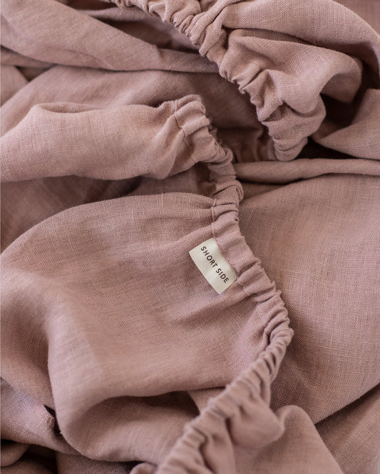 Woodrose linen fitted sheet