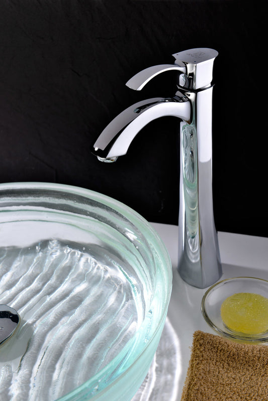 ANZZI Harmony Elegant Vessel Sink Faucet (8.77" H), Single Hole, WaterSense Certified, Rhino Alloy Solid Brass, Various Finishes