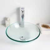 Etude Series 17 in. Bathroom Vessel Sink with Scratch-Tough and Stain-Resistant Non-Porous Surface in Clear Glass