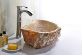 Desert Shell 20 in. Handcrafted Irregular Shaped Solid Surface Bathroom Vessel Sink in Honey Onyx Natural Stone