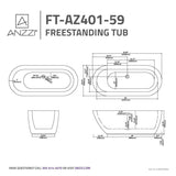 Ami Series 59 in. x 30 in. Flat Bottom Acrylic Freestanding 79 Gallon Soaking Bathtub with Center Drain in Glossy White