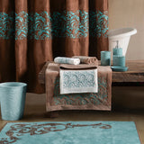 Wyatt Turquoise Scroll 3PC Bath Towel Set, Cream, 2 MOQ