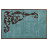 Wyatt Turquoise Scrollwork Kitchen/Bath Rug, 2 MOQ