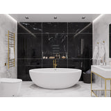 Kekehun Series 76 in. x 41 in. Flat Bottom Solid Surface Freestanding Soaking Bathtub with Center Drain in Matte White