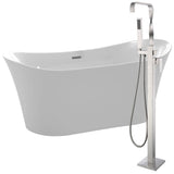 Eft 67 in. Acrylic Flatbottom Non-Whirlpool Bathtub in White with Yosemite Faucet in Brushed Nickel