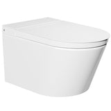 Smart Space-Saving Wall-Hung Elongated Toilet in White with Soft-Close Seat, Easy-Clean Glaze, and Non-Electric Flush
