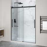Stellar Series 76 in. x 57-60 in. Sliding Frameless Shower Door with Alcove Shower Base - Multiple Finishes