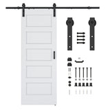 Borneo Series 36 in. x 84 in. Unfinished Ready-to-Stain MDF Interior Sliding Barn Door with Hardware Kit in Matte Black