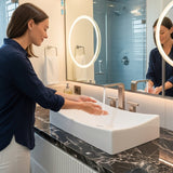 Ruth Series 22 in. Rectangular Ceramic Vessel Sink Basin in Glossy White with Curved Edge for Countertop Bathroom Vanity