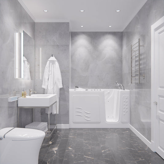 ANZZI Nimbus Series 30 in. L x 59 in. W  Dual Jetted Bathtub in White with Microbubbles Jet