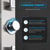 Sans Series 40 in. 3-Jetted Full Body Shower Panel Tower in Brushed Steel with Heavy Rain Showerhead and Spray Wand