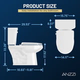 12 inch 2-pieces 1.28 GPF Siphon Ceramic Toilet in White Soft Close Seat with ADA height Included