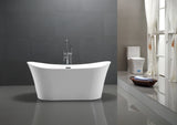 Eft Series 67 in. x 31 in. Flat Bottom Acrylic Freestanding 56 Gallon Soaking Bathtub with Center Drain in Glossy White