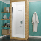 Lancer Series 29 in. x 72 in. H Hinged Semi-Frameless Shower Door with Tsunami Guard Tempered Glass