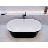 Chand Series 59 in. x 30 in. Flat Bottom Acrylic Freestanding Soaking Bathtub with Center Drain in Glossy Black