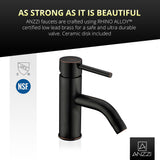 ANZZI Bravo Elegant Low-Arc Faucet (1.87" H), Single Hole, Rhino Alloy Solid Brass, 1.2 GPM, Various Finishes