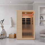 2-Person Infrared Cabin Sauna with Canadian Hemlock Wood, Low EMF Heating Panels, Chromotherapy and Glass Door