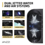 Stone Belle 67 x 32 Combination Flat Bottom Freestanding Bathtub with Center Drain in Black with Massage jets and Lights