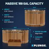 4-6 Person Electric Rock Heater Outdoor Barrel Sauna in White Cedar with 2-Person Cedar Cold Plunge Soaking Bathtub