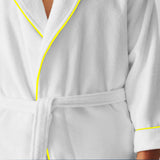 Shawl Collar Cotton Bath Robe with Border Embroidery