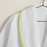 Shawl Collar Cotton Bath Robe with Border Embroidery