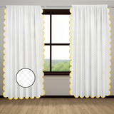Allena Cotton Microcheck Scallop Embroidery Curtain (Set Of 2)